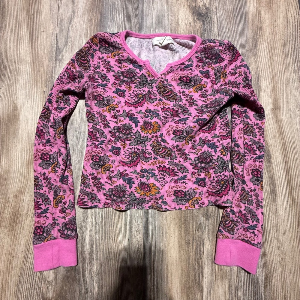 Treasure & Bond Thermal Top Pink Paisley Floral Boho Cottagecore